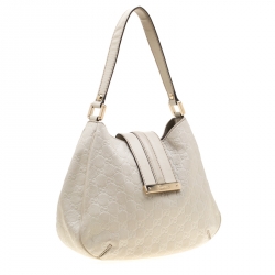 Pre Owned Gucci Off White Guccissima Leather Small New Ladies Vintage Web Hobo