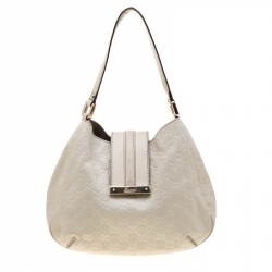 Pre Owned Gucci Off White Guccissima Leather Small New Ladies Vintage Web Hobo