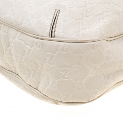 Pre Owned Gucci Off White Guccissima Leather Small New Ladies Vintage Web Hobo
