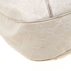 Pre Owned Gucci Off White Guccissima Leather Small New Ladies Vintage Web Hobo