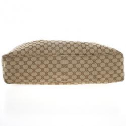 مملوكة مسبقًا Gucci Beige/Ebony GG Canvas Horsebit Medium Hobo Bag