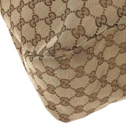 مملوكة مسبقًا Gucci Beige/Ebony GG Canvas Horsebit Medium Hobo Bag