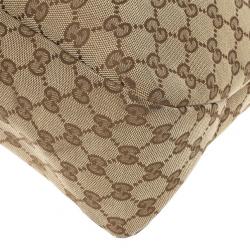 مملوكة مسبقًا Gucci Beige/Ebony GG Canvas Horsebit Medium Hobo Bag