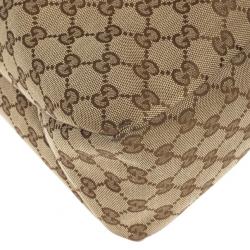 مملوكة مسبقًا Gucci Beige/Ebony GG Canvas Horsebit Medium Hobo Bag