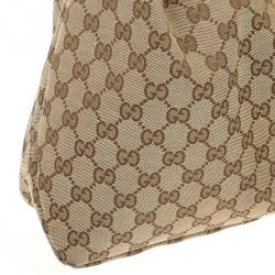 مملوكة مسبقًا Gucci Beige/Ebony GG Canvas Horsebit Medium Hobo Bag
