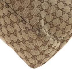 مملوكة مسبقًا Gucci Beige/Ebony GG Canvas Horsebit Medium Hobo Bag