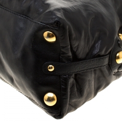 Gucci Black Leather Hysteria Studded Dome Satchel 