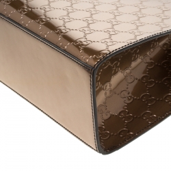 Pre Owned Gucci Bronze Guccissima Patent Leather Large Emily Chain Shoulder Bag