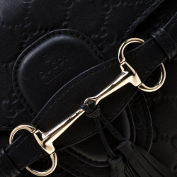 Pre Owned Gucci Black Guccissima Leather Medium Emily Chain Shoulder Bag