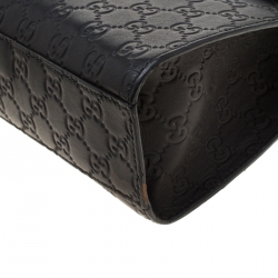 Pre Owned Gucci Black Guccissima Leather Medium Emily Chain Shoulder Bag