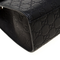 Pre Owned Gucci Black Guccissima Leather Medium Emily Chain Shoulder Bag