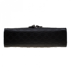 Pre Owned Gucci Black Guccissima Leather Medium Emily Chain Shoulder Bag