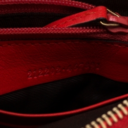 Pre Owned Gucci Red Leather Wristlet Clutch