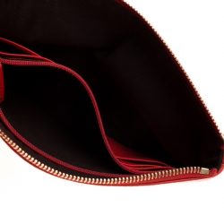 Pre Owned Gucci Red Leather Wristlet Clutch
