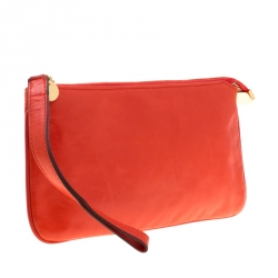 Pre Owned Gucci Red Leather Wristlet Clutch