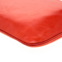 Pre Owned Gucci Red Leather Wristlet Clutch