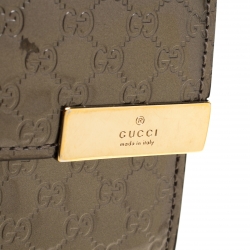 Gucci Metallic Grey Microguccissima Patent Leather Continental Wallet
