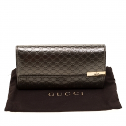 Gucci Metallic Grey Microguccissima Patent Leather Continental Wallet