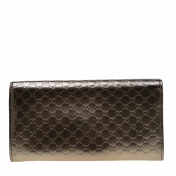 Gucci Metallic Grey Microguccissima Patent Leather Continental Wallet