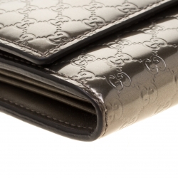 Gucci Metallic Grey Microguccissima Patent Leather Continental Wallet