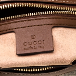 Pre Owned حقيبة غوتشي جوي بوسطن صغيرة جلد وكانفاس سوبريم GG بنفسجية فاتحة/ بيج