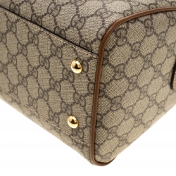 Pre Owned حقيبة غوتشي جوي بوسطن صغيرة جلد وكانفاس سوبريم GG بنفسجية فاتحة/ بيج