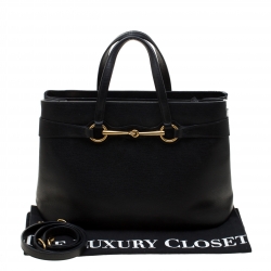 Pre Owned Gucci Black Leather Medium Bright Bit Top Handle Bag