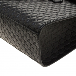 مملوكة مسبقًا Gucci Black Guccissima Leather Medium Emily Chain Shoulder Bag