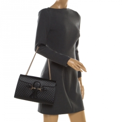 مملوكة مسبقًا Gucci Black Guccissima Leather Medium Emily Chain Shoulder Bag