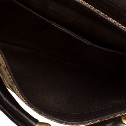 Pre Owned Gucci Brown Canvas and Leather Horsebit Shoulder Bag