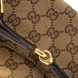 Pre Owned Gucci Brown Canvas and Leather Horsebit Shoulder Bag