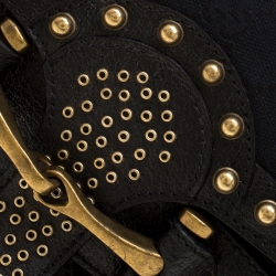 مملوكة مسبقًا  حقيبة كتف غوتشي بيلهام رانواي GG جلد مرصع وكانفاس سوداء