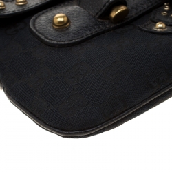 مملوكة مسبقًا  حقيبة كتف غوتشي بيلهام رانواي GG جلد مرصع وكانفاس سوداء