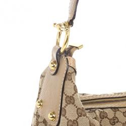 Pre Owned Gucci Beige GG Medium Jockey Hobo Bag