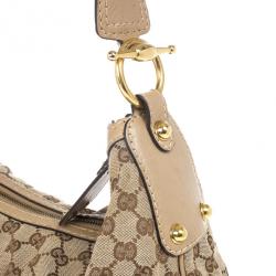 Pre Owned Gucci Beige GG Medium Jockey Hobo Bag