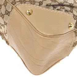 Pre Owned Gucci Beige GG Medium Jockey Hobo Bag