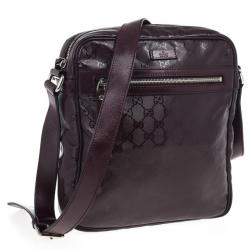 Pre Owned Gucci Burgundy GG Imprime Messenger Bag