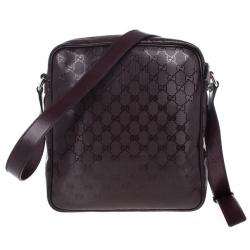 Pre Owned Gucci Burgundy GG Imprime Messenger Bag