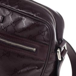 Pre Owned Gucci Burgundy GG Imprime Messenger Bag