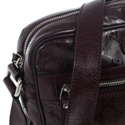 Pre Owned Gucci Burgundy GG Imprime Messenger Bag