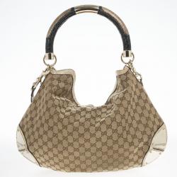 مملوكة مسبقًا Gucci Limited Edition Beige GG Canvas Crest Patchwork Indy Top Handle Bag