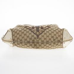 مملوكة مسبقًا Gucci Limited Edition Beige GG Canvas Crest Patchwork Indy Top Handle Bag