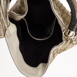 مملوكة مسبقًا Gucci Limited Edition Beige GG Canvas Crest Patchwork Indy Top Handle Bag