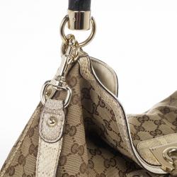 مملوكة مسبقًا Gucci Limited Edition Beige GG Canvas Crest Patchwork Indy Top Handle Bag