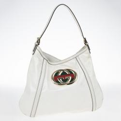 Pre Owned حقيبة غوتشي بريت تويل مقوى بيضاء