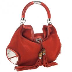 Pre Owned Gucci Orange Suede Medium Babouska Indy Bag