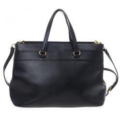 Pre Owned Gucci Black Leather Bright Bit Large Tote