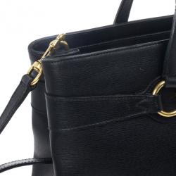 Pre Owned Gucci Black Leather Bright Bit Large Tote