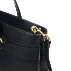 Pre Owned Gucci Black Leather Bright Bit Large Tote