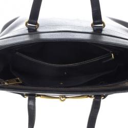Pre Owned Gucci Black Leather Bright Bit Large Tote